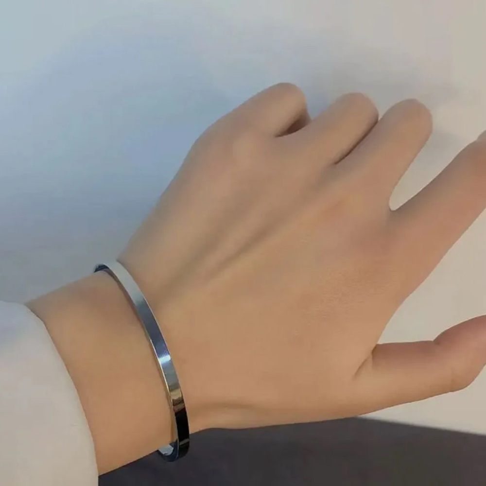 Sleek Silver Bangle Bracelet Stainless Steel
